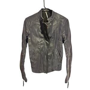Free People Cool & Clean Moto Jacket Vegan Faux-Suede zipper sleeves women's 6